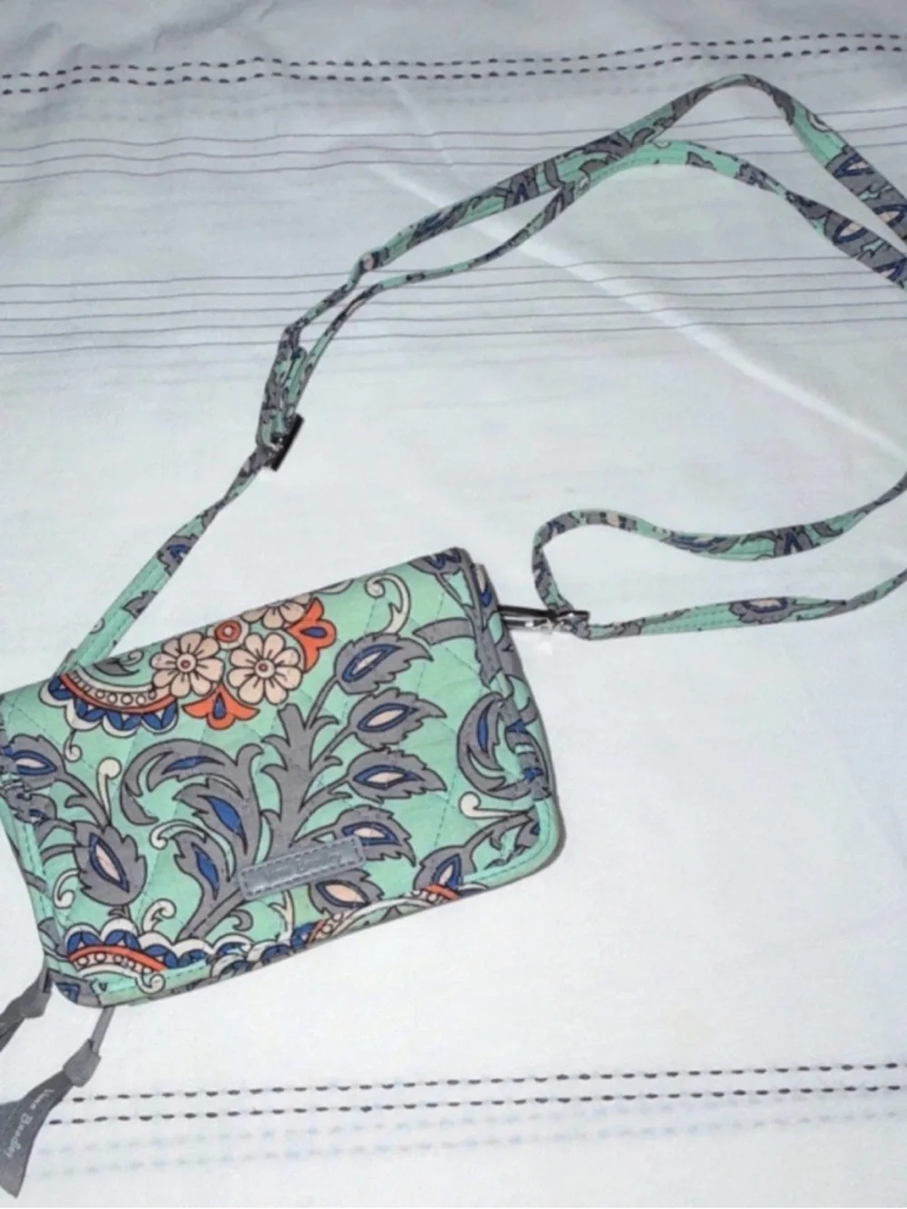 Vera Bradley Mint Floral Crossbody Bag with Adjustable Strap